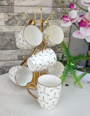 *6pc Classy Mugs With Gold Deco*