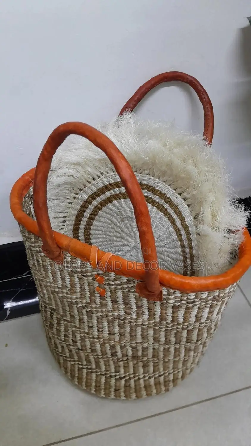 Basket With 6table Mats Sisal Handmade