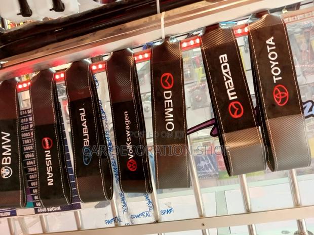 Classy Leather Stitching Covers Universal Fit With Car Logo - main view