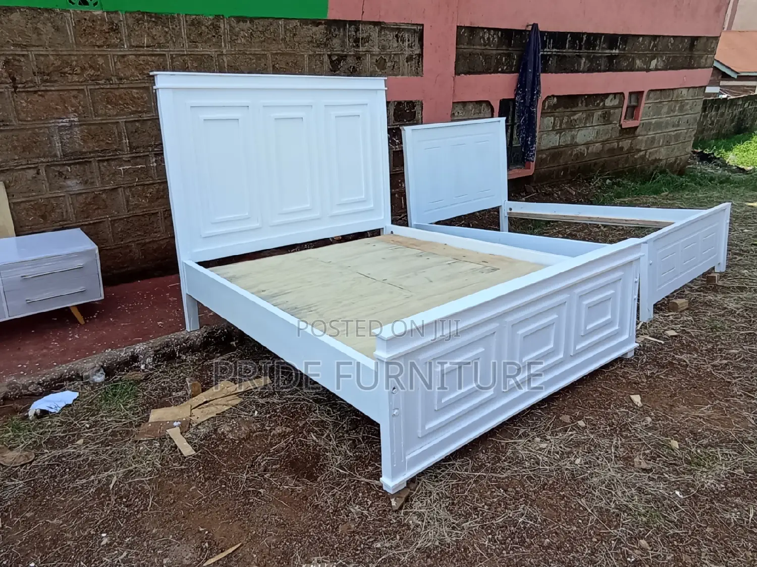 White Wooden Bed 5*6