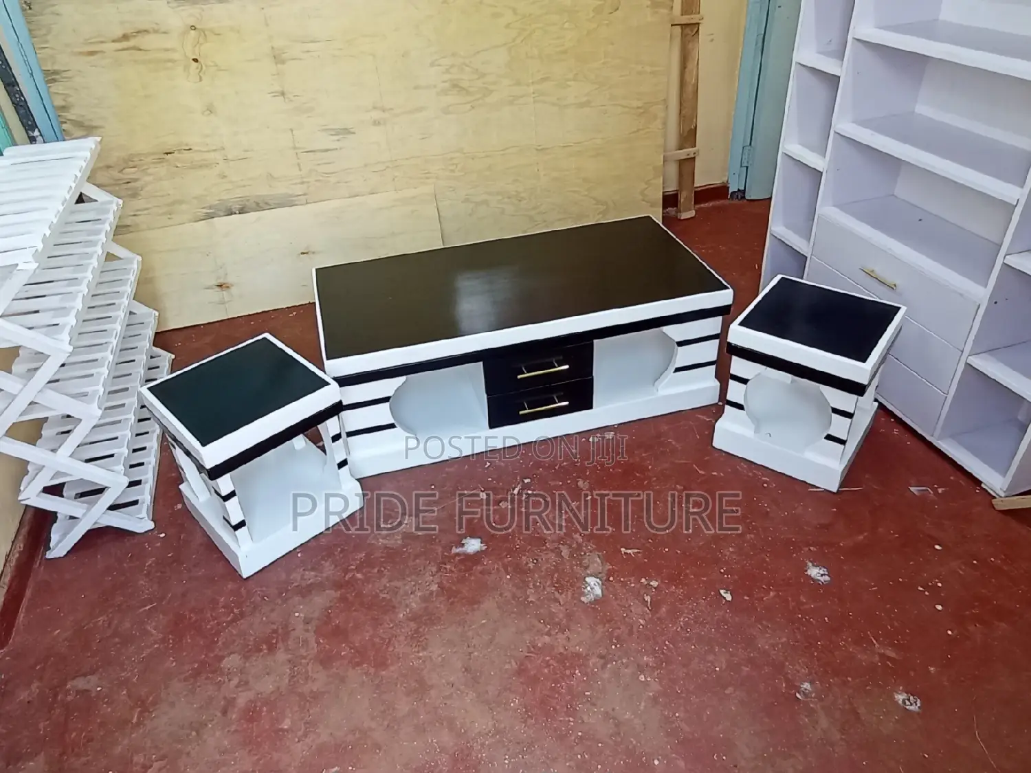Coffee Table and 2 End Tables, Stools