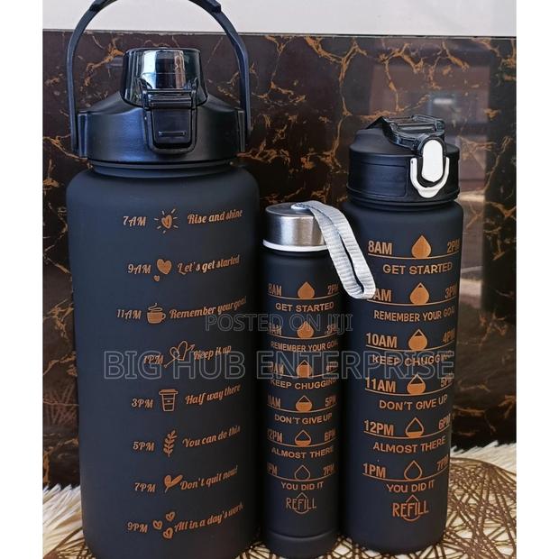 Motivational Water Bottle Set 3 in 1 Sports Kipfit Leakproof
