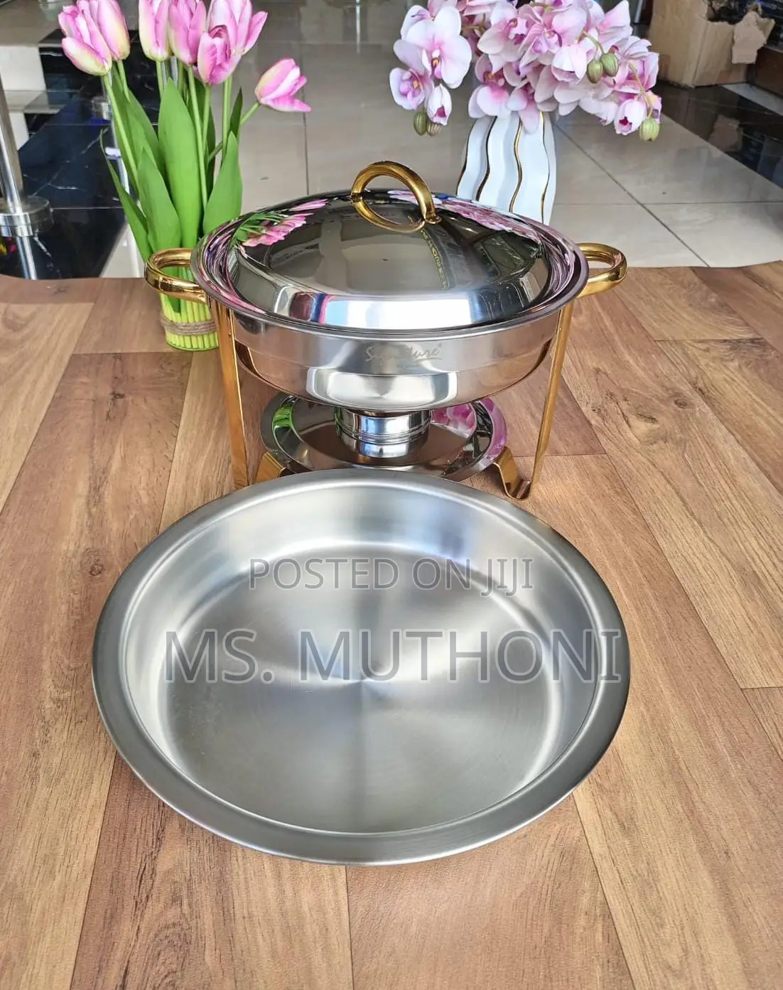 5 L *Oval Chaffing Dish With Golden Stand*