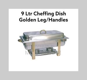 *Rectangular Double Chaffing Dish With Golden Stand Handle - thumbnail 2