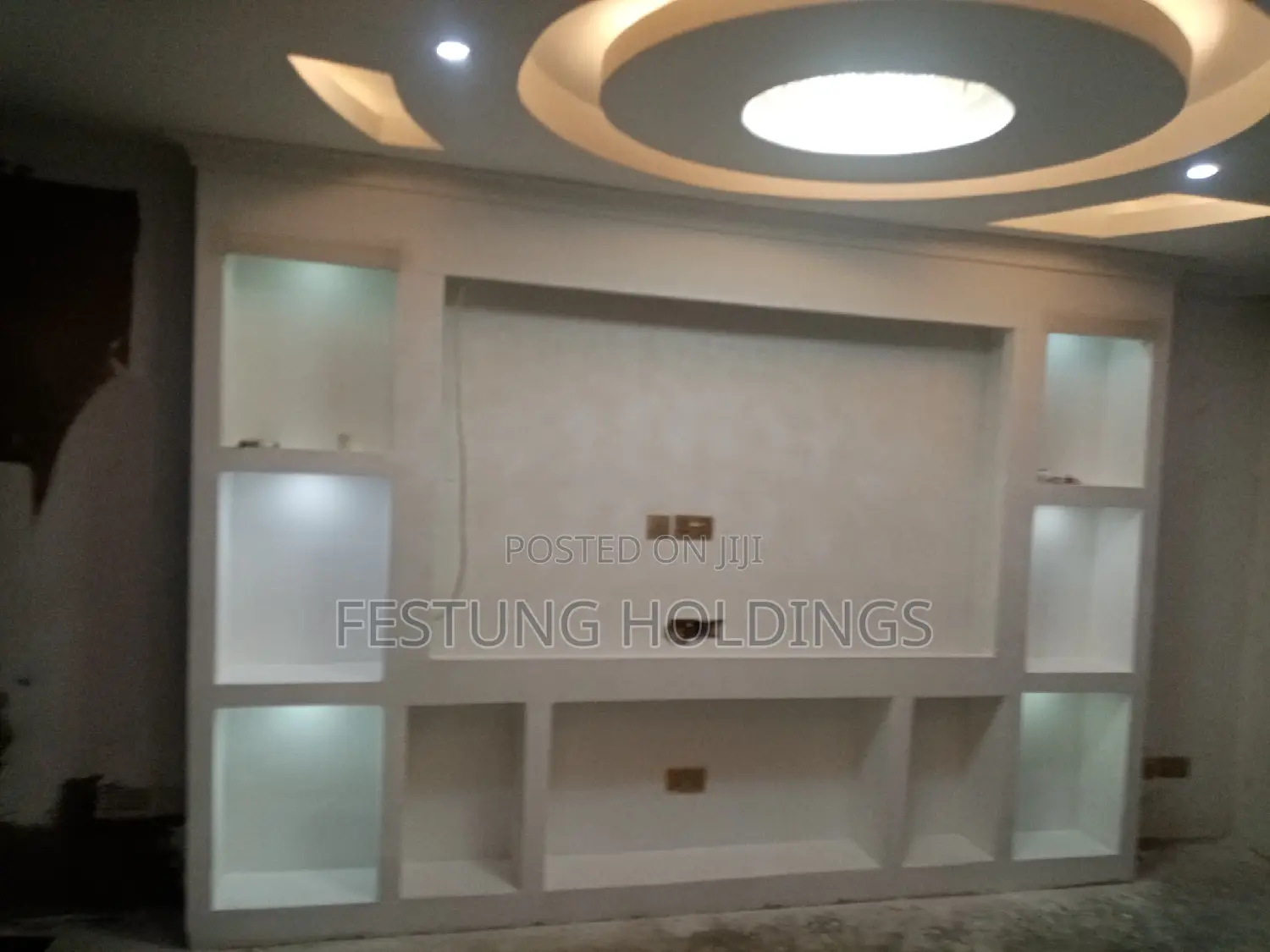 Symmetrical Gypsum TV Stand