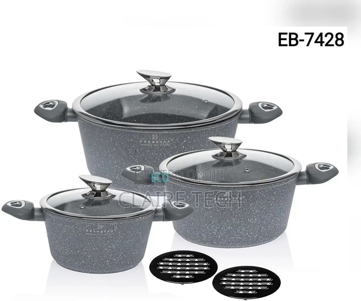 8 PCS Edenberg Cookware Set EB-7428 Grey