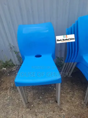 Armless Plastic Chair With Metal Tubing Legs
