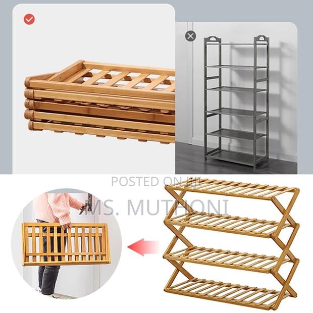*5tier Foldable Bamboo Shoe Rack Very Strong and Stable - thumbnail 3