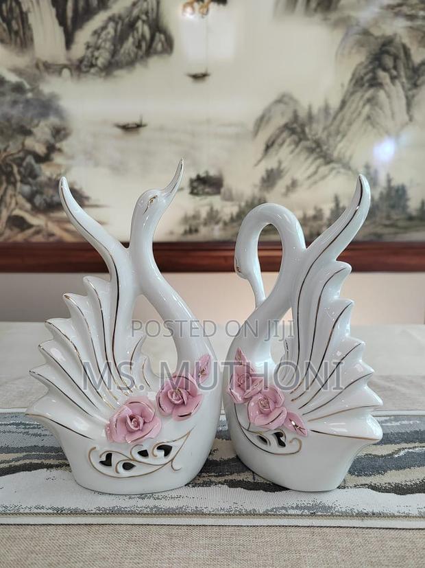 2 Pieces Nordic Ceramic Swan Ornament 2pcs - thumbnail 3