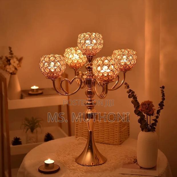 5piece Candle Metal Candlestick 25 Inch Tall - thumbnail 2