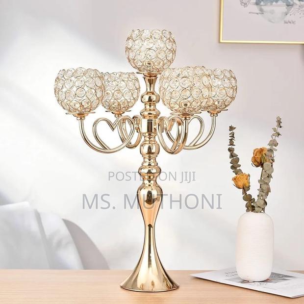 5piece Candle Metal Candlestick 25 Inch Tall - thumbnail 4