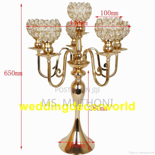 5piece Candle Metal Candlestick 25 Inch Tall - thumbnail 3