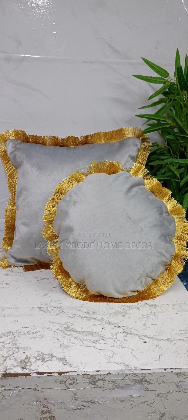 Square Circular Tassled Covers (Grey)
