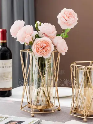 Creative Modern Glass Vase Metallic Frame Candle Holder