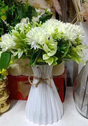 Nordic White Vase With Flowers