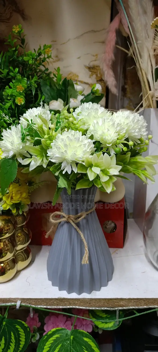 Nordic Grey Vase With Flowers