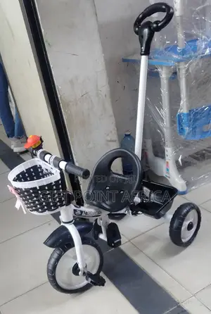 Kids Black White Push Handle Tricycle