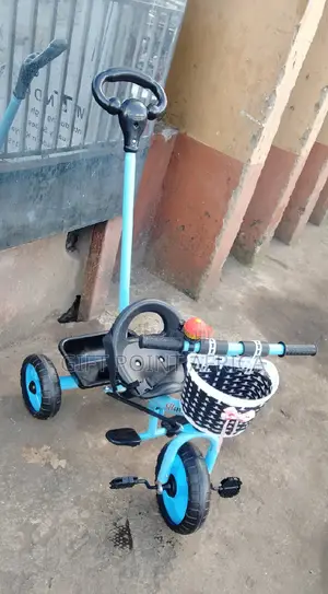 Blue Push Handle Tricycle for Kids