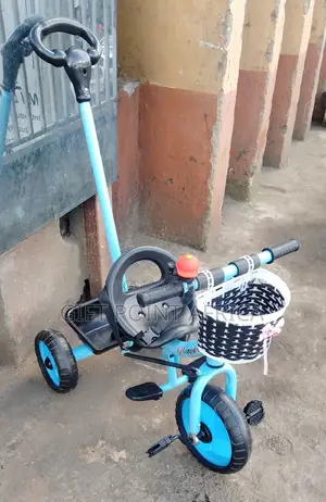Blue Push Handle Tricycle for Kids