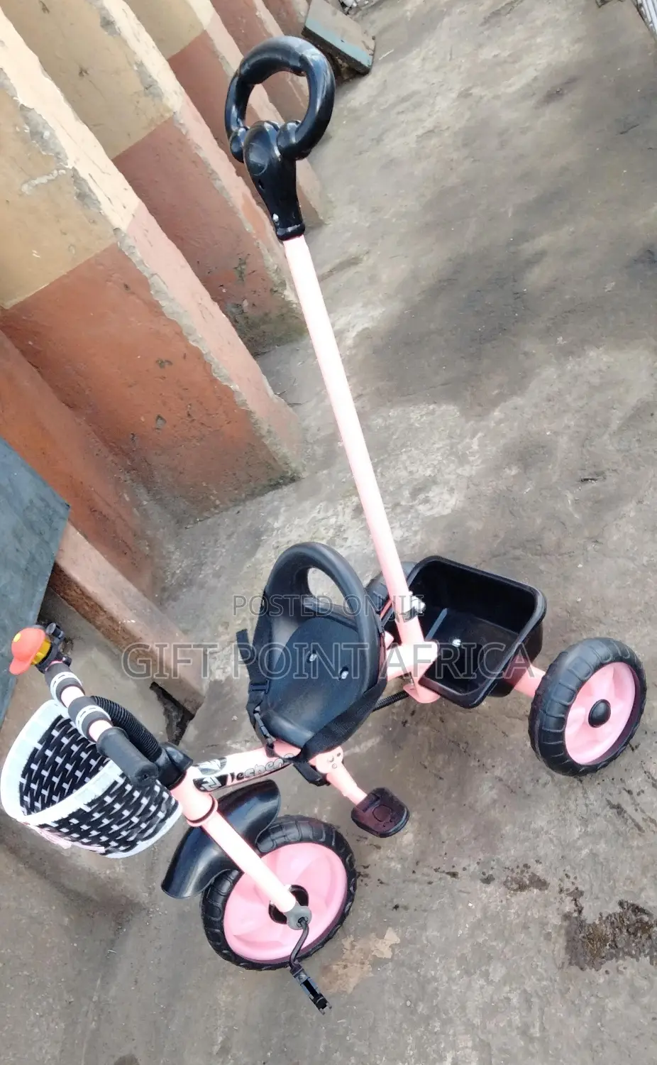 Pink Push Handle Tricycle for Kids