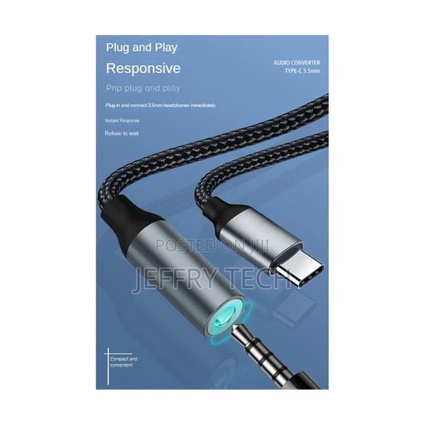 USB Type C to 3.5mm Aux Adapter Type-C 3 5 Jack Audio Cable - thumbnail 2