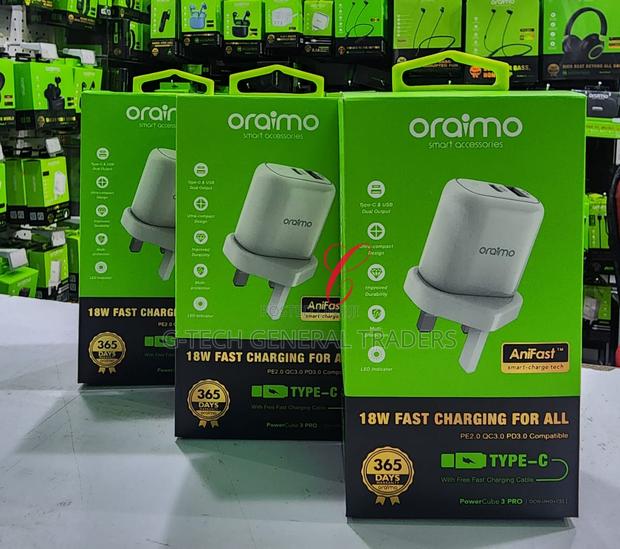 Oraimo Powercube 3 Pro 18w Type C Fast Charger and USB