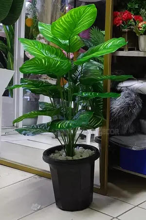 Artificial Green Plant In A Black Pot