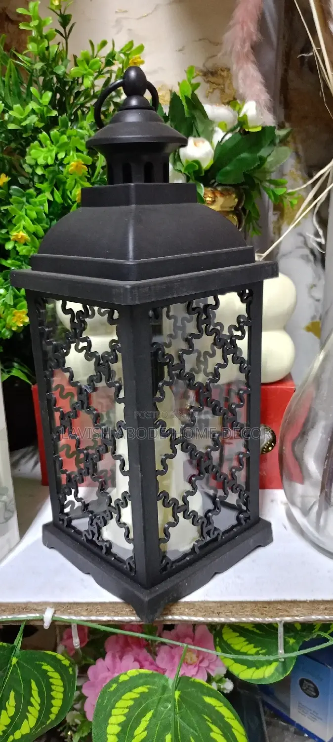 Black Lantern Lamp for Decor and Light