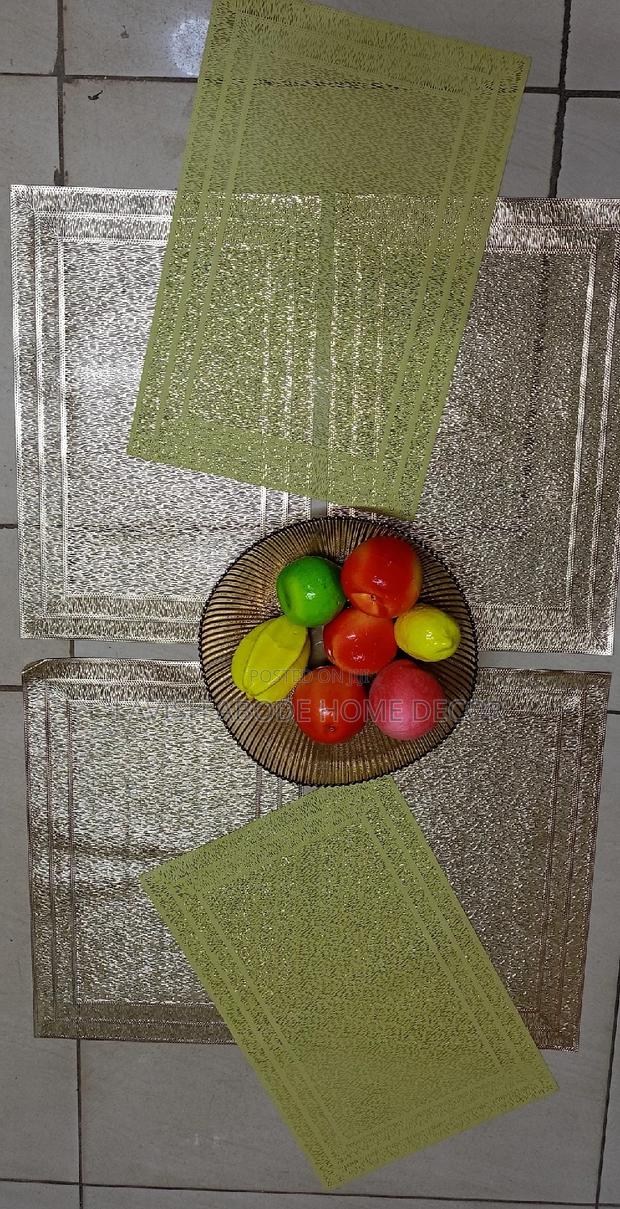 6 Pc Rectangular Gold Table Placemat PVC - thumbnail 2