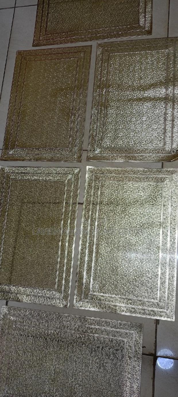 6 Pc Rectangular Gold Table Placemat PVC - thumbnail 3