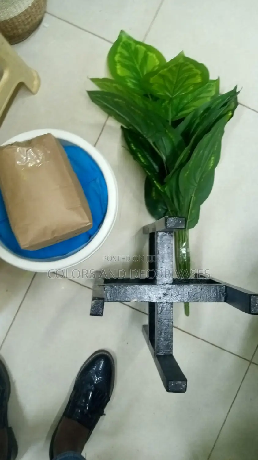 Plastic Vase, Stand and Plant Home Decor
