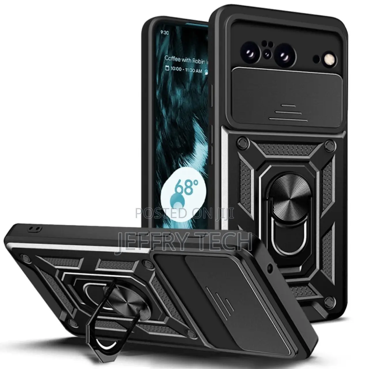 Ring Grip and Camera Lens Cover for Google Pixel 8 - Black