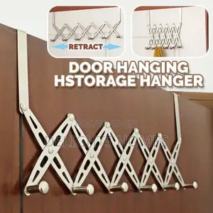 Retracting Behind the Door 6 Hook Hanger