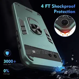 Google Pixel 6a Shockproof Metal Ring Holder Phone Case(Gre