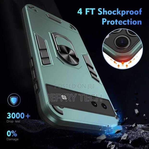 Google Pixel 6a Shockproof Metal Ring Holder Phone Case(Gre - thumbnail 3