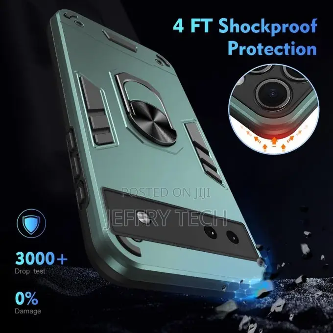 Google Pixel 6a Shockproof Metal Ring Holder Phone Case(Gre