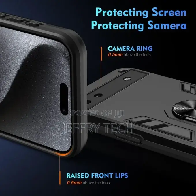 Google Pixel 6a Shockproof Metal Ring Holder Phone Case(Blac
