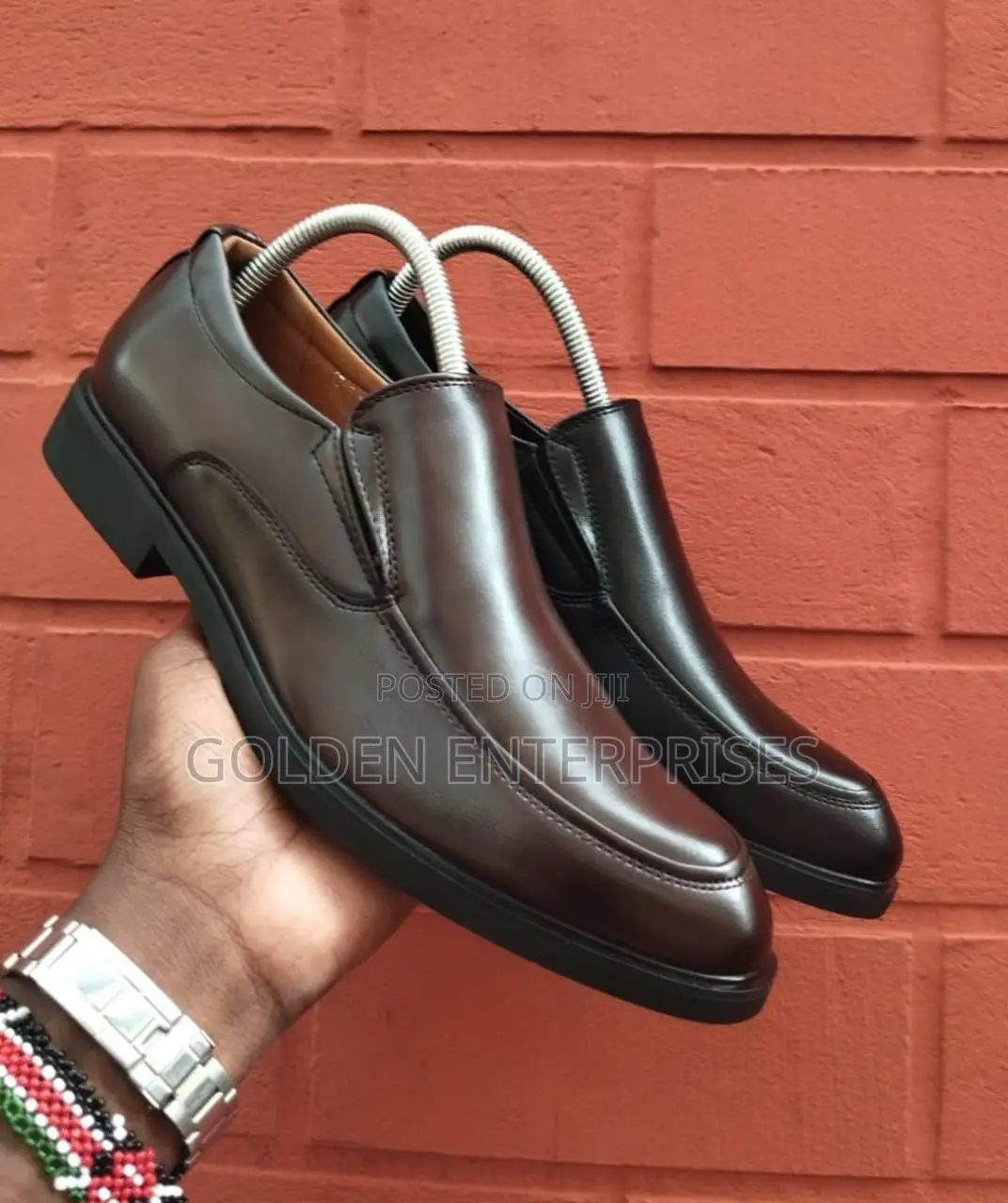 Mens Brown Laceless Official Shoes 39-45