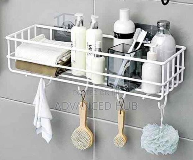 Metallic Bathroom Organizer With Hooks - thumbnail 2