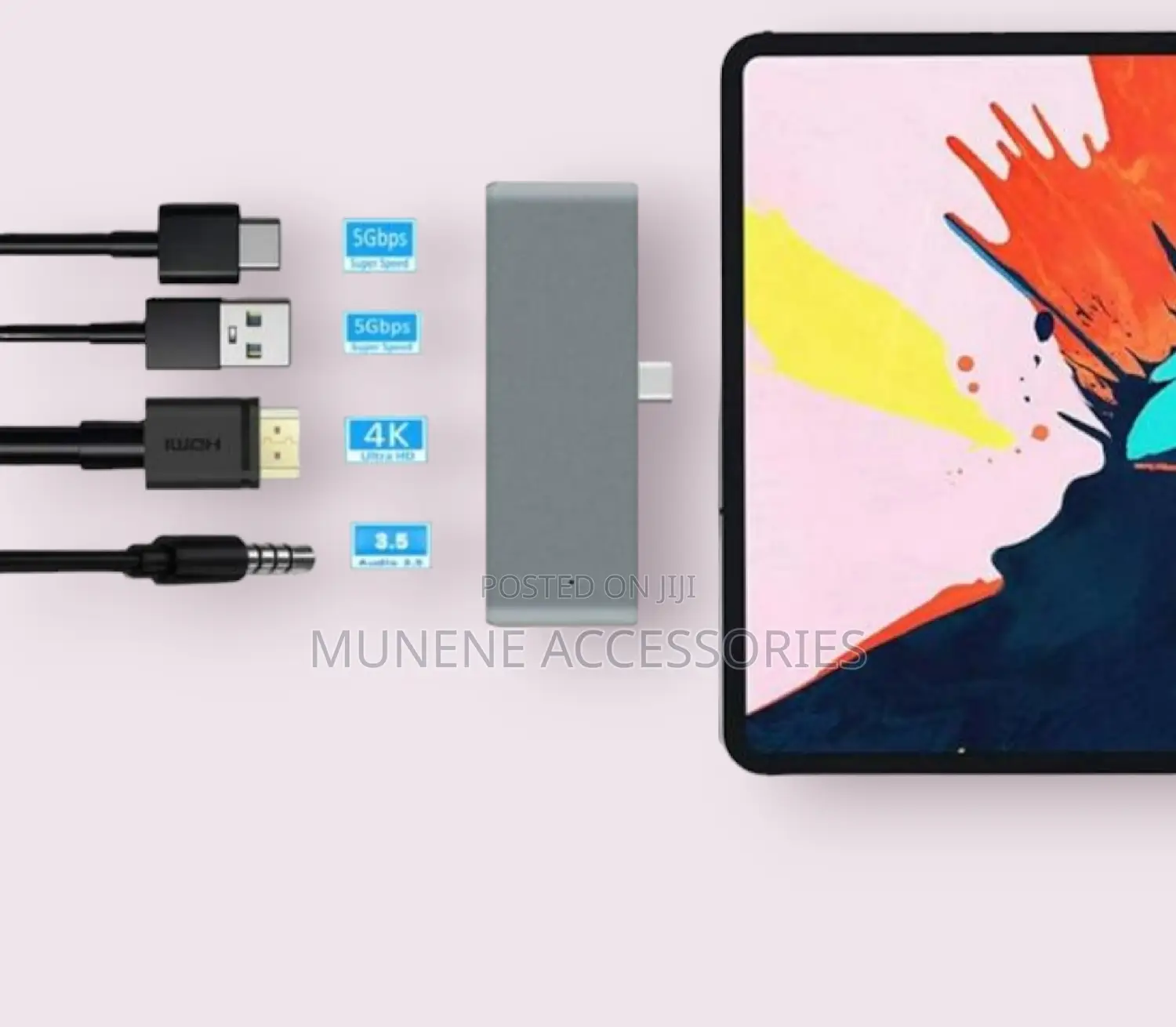 4in1 USB C Hub HDMI HDTV Pd Aux USB Port for USB C Device