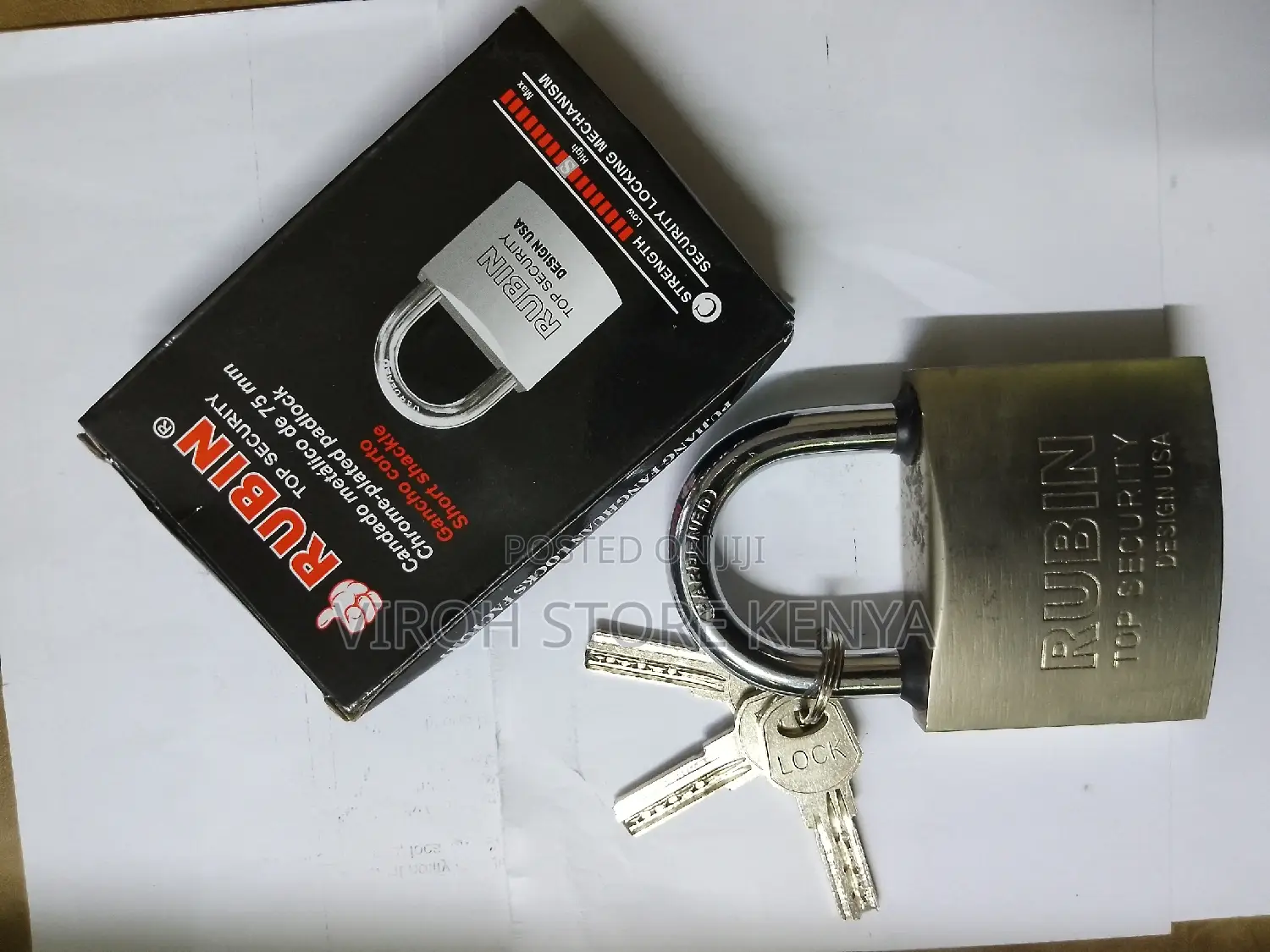 Rubin 75mm Padlock Water Resistant Lock 3keys Padlock