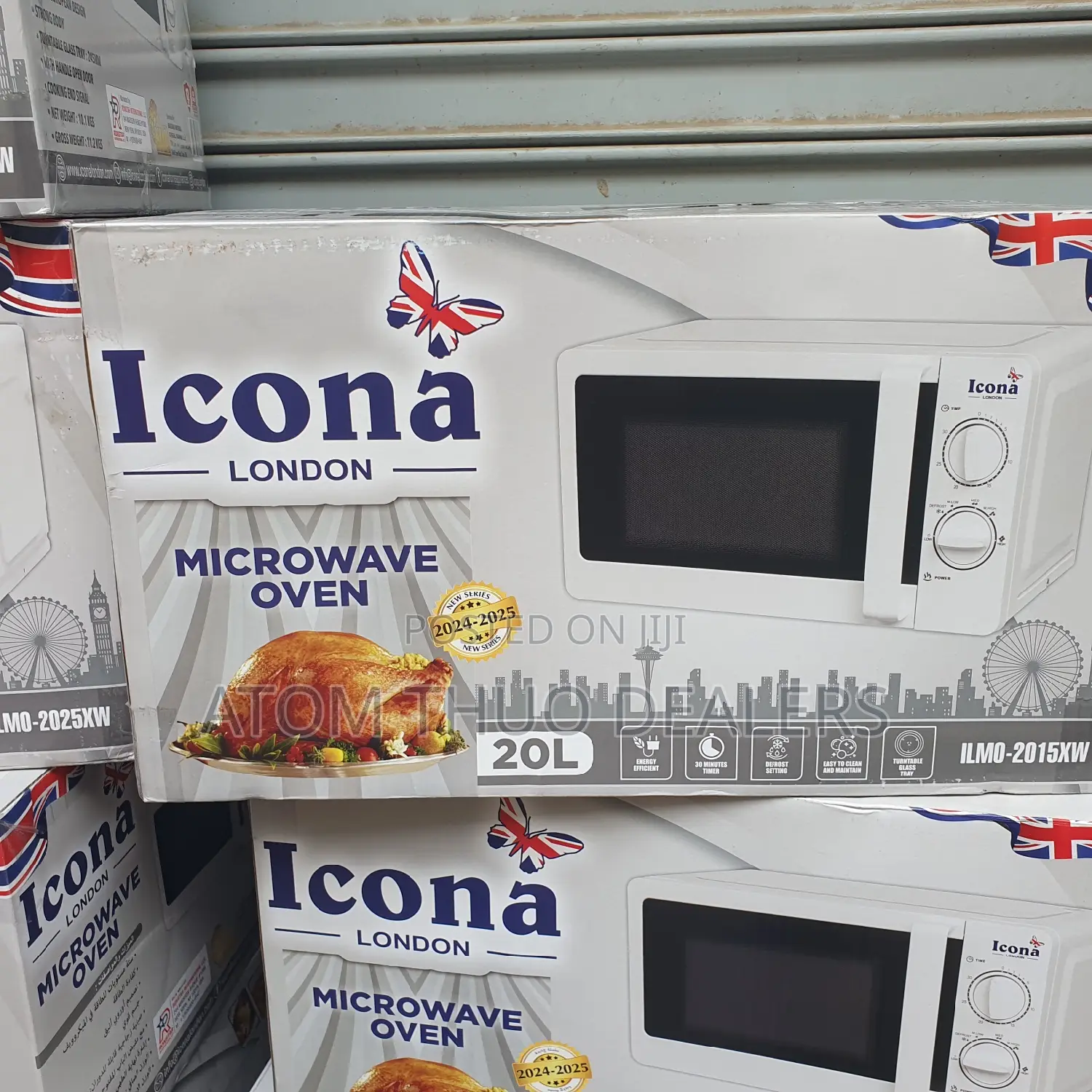 White Icona Manual Microwave With Knobs