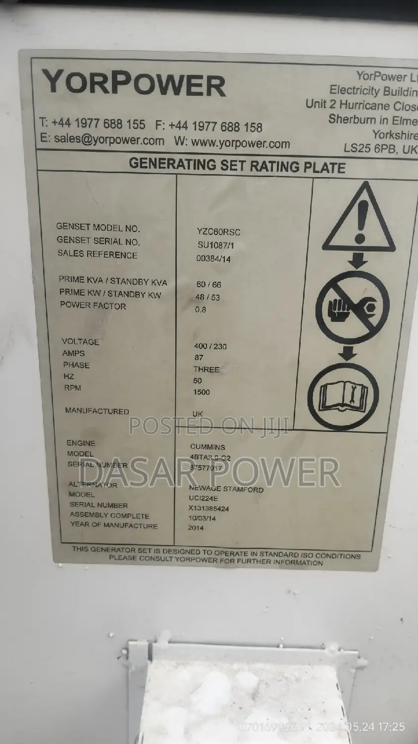 66kva Cummins Engine Uk Generator