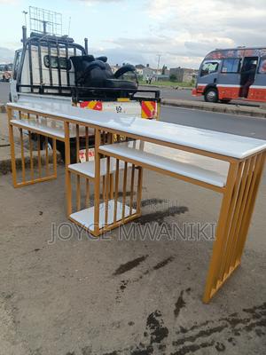 Double Manicure Marble Table, 4 Seater With Shelves White. - thumbnail 2