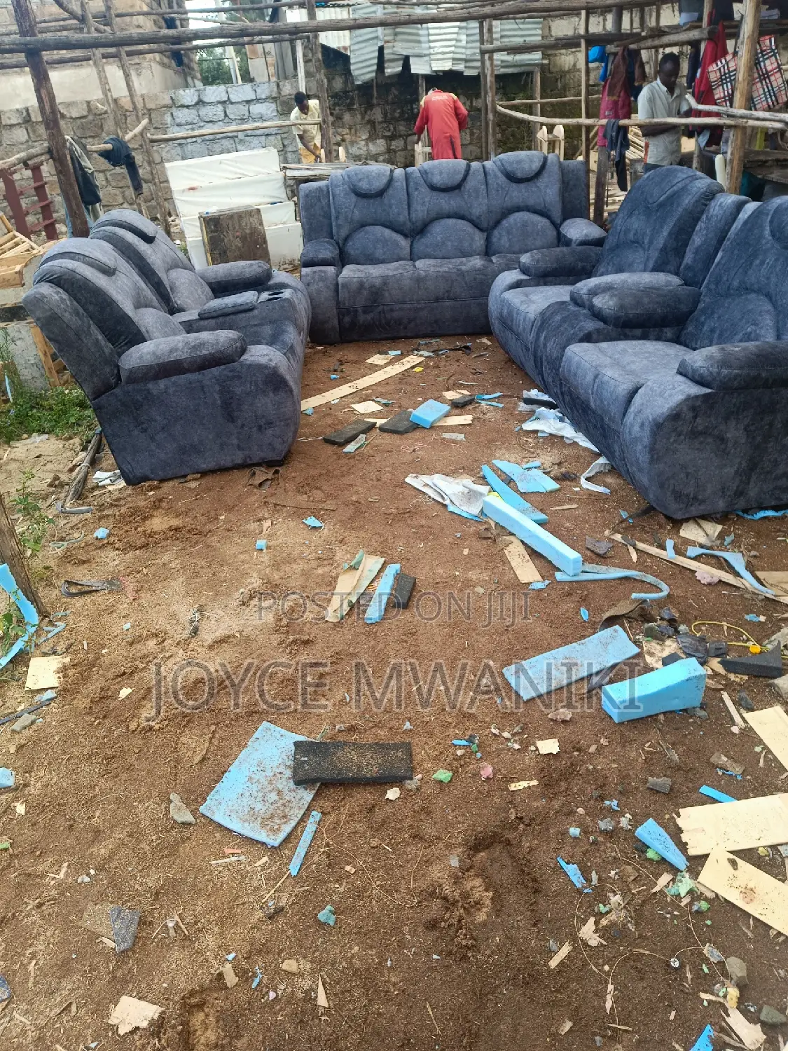 Sofa Set Semi Recliner, 7 Seater Grey 