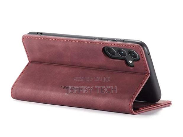 Leather Wallet Case With Stand for Samsung Galaxy A55 - Bur - thumbnail 3