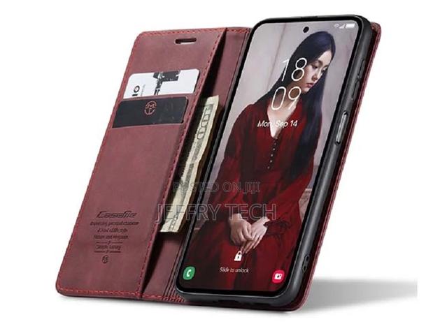 Leather Wallet Case With Stand for Samsung Galaxy A55 - Bur - main view