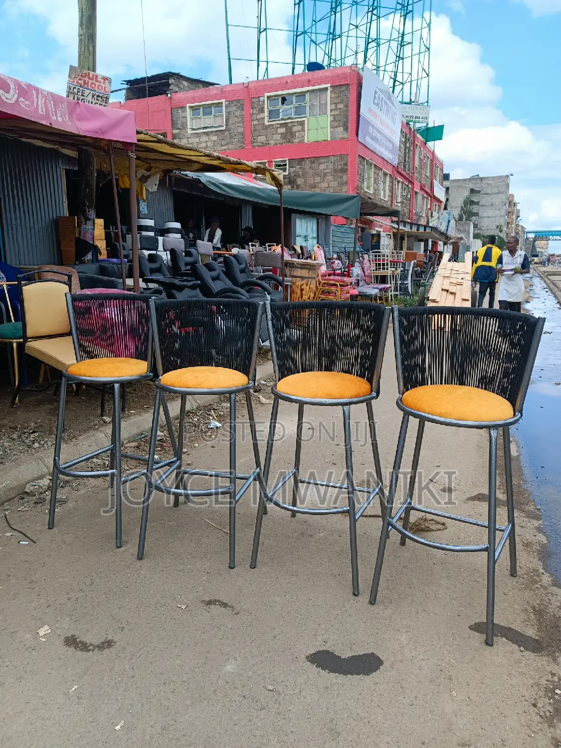Metallic Wooven, Powder Coated Counter or Bar Stools 