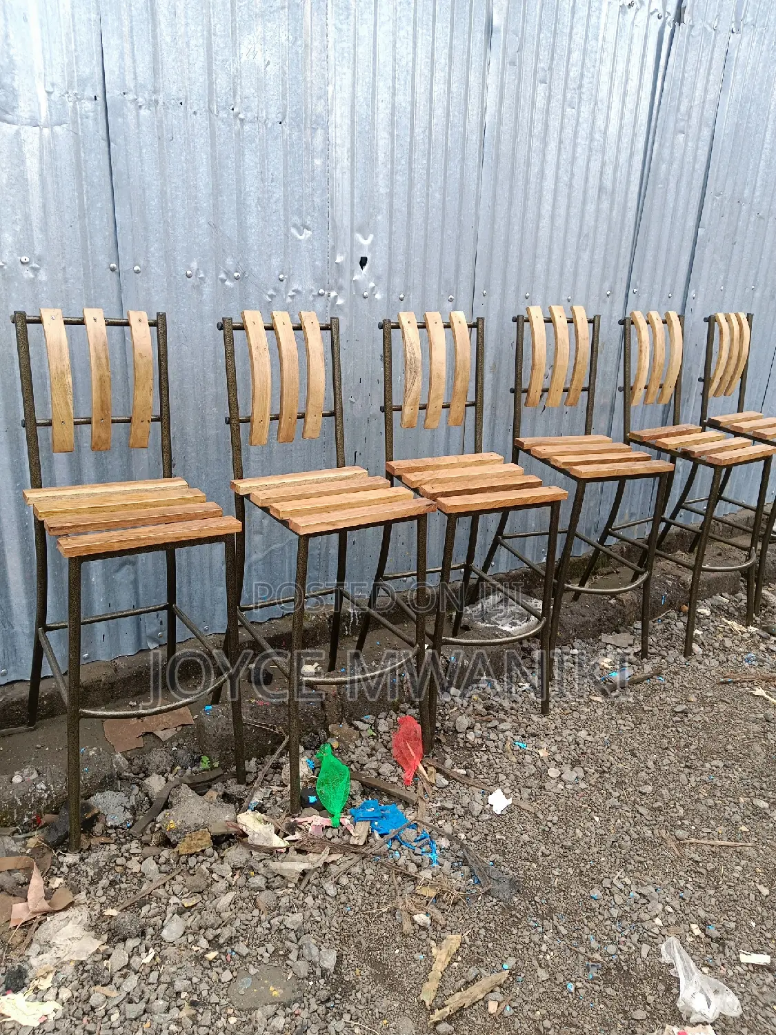 Wooden Bar High Chairs, Powder Coated 