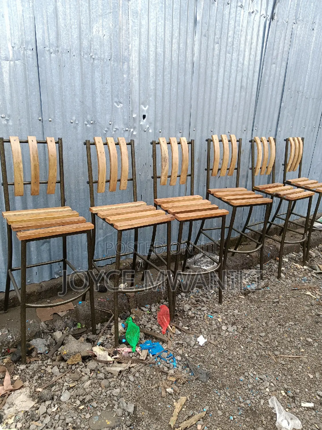 Wooden Bar High Chairs, Powder Coated 
